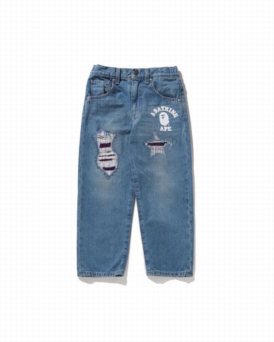 Blugi Bape Color Camo Patched Damaged Copii Albastri | JBUVTC762