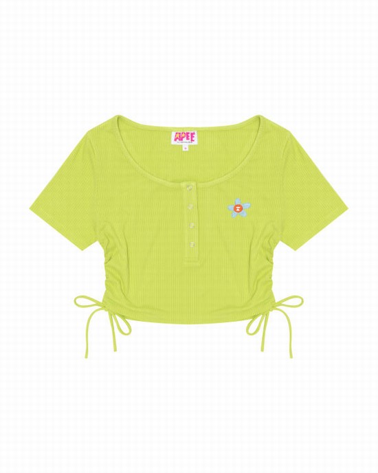 Bluzele Bape Logo drawstring cropped Dama Verzi Deschis | AHQPMC531
