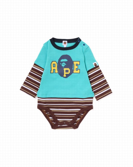 Body-uri Bape Hoop Ape Head Layered Copii Verzi Deschis | OGLTVX163