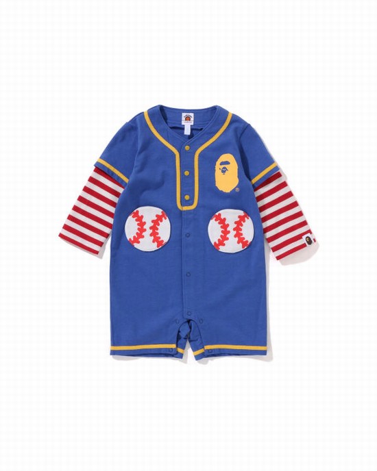 Body-uri Bape Hoop Baseball Layered Rompers Copii Albastri | GEIPQU941