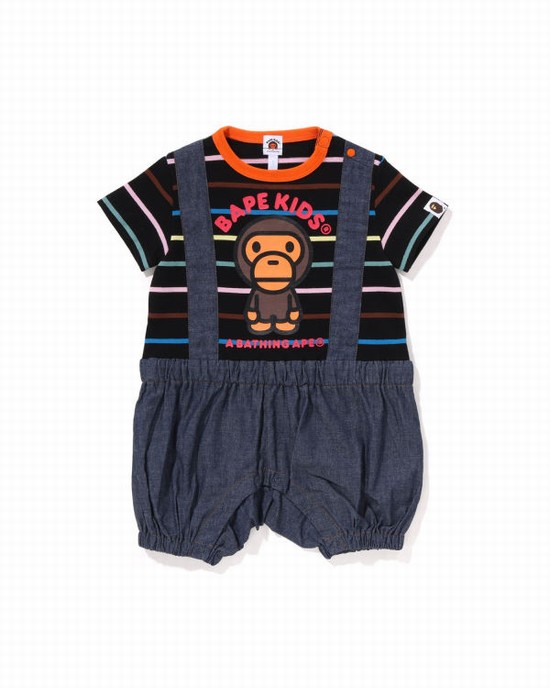 Body-uri Bape Hoop Milo Suspenders Layered Rompers Copii Negrii | OGQNXF328