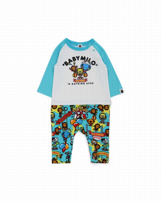 Body-uri Bape Milo Circus L/S romper Copii Albastri | KXTNOW421