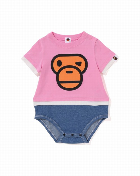Body-uri Bape Milo Face Layered Copii Roz | LUWTGI816