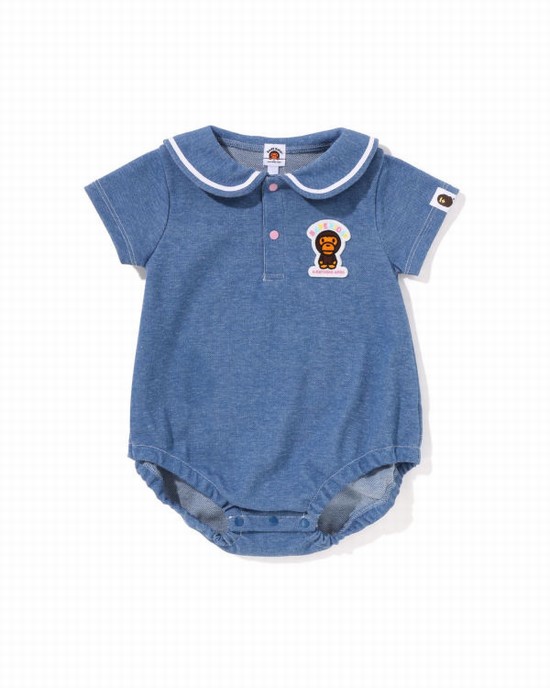 Body-uri Bape Milo Jersey Denim Sailor Collar Copii Albastri | BDURAW106