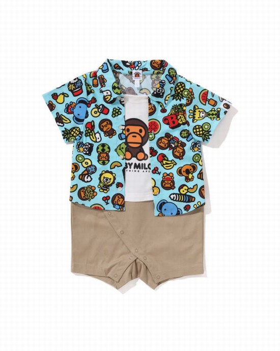 Body-uri Bape Milo Mixed Fruit Layered Rompers Copii Albastri Deschis | CHDMPZ623