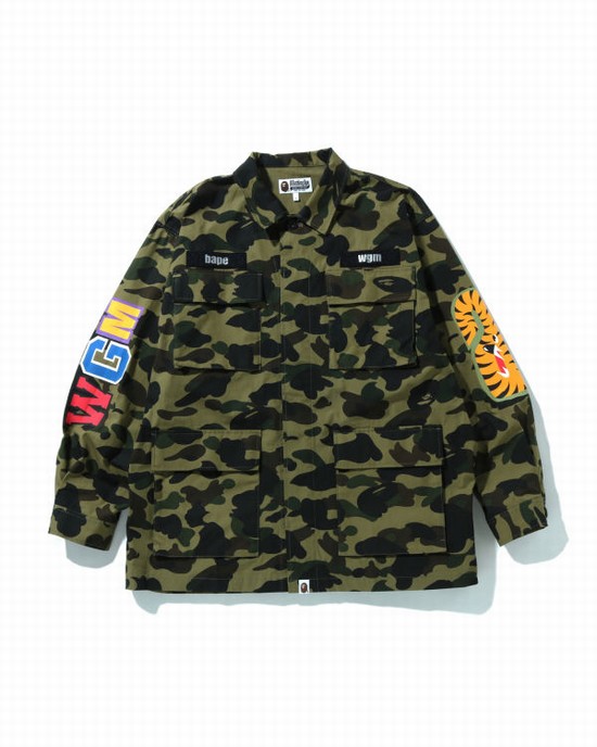 Camasa Bape 1st Camo Shark Relaxed Fit Military Barbati Verzi | FSMEDR203