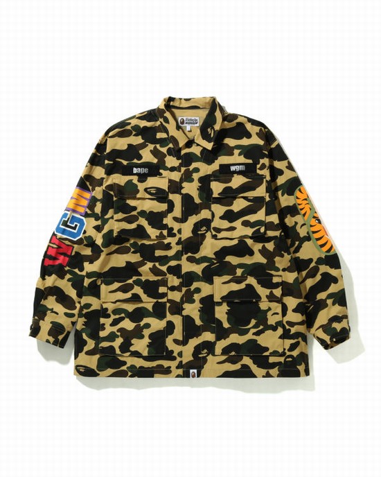Camasa Bape 1st Camo Shark Relaxed Fit Military Barbati Galbeni | GWBUAH714
