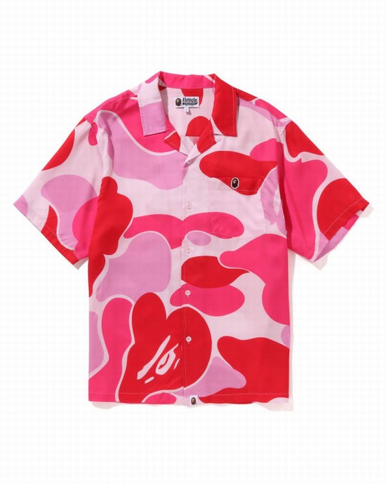 Camasa Bape ABC Camo Open Collar Barbati Roz | MNXJFV875