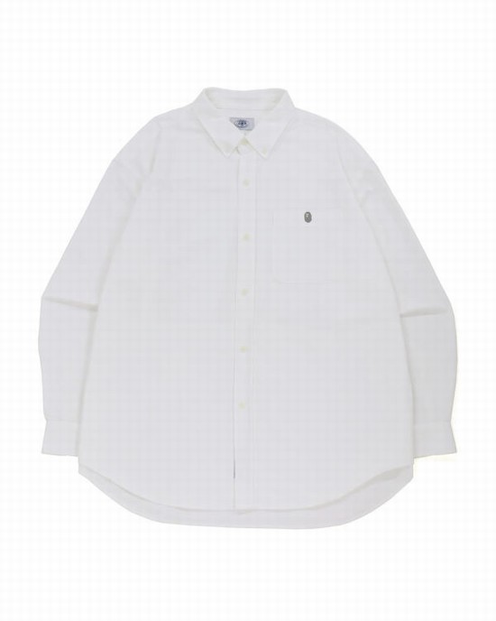 Camasa Bape Chambray Loose Fit Barbati Albi | LUXQIR513