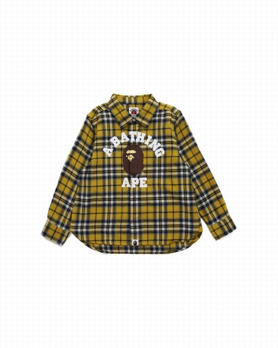 Camasa Bape College Flannel Check Copii Kaki | VKJCGT169