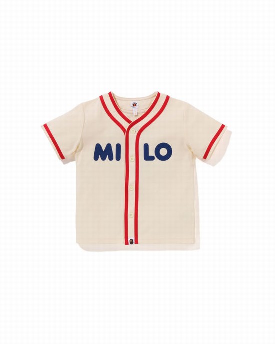 Camasa Bape Milo Baseball Copii Albi | FDYXVT016