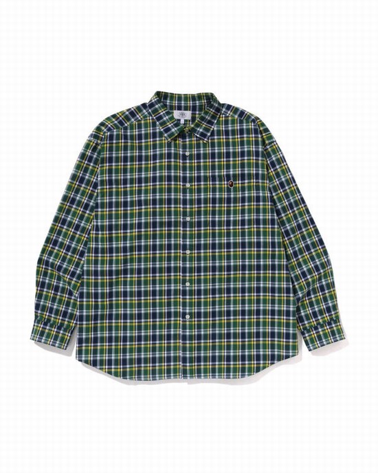 Camasa Bape Mini Check Loose Fit Barbati Turcoaz | XNSIMD540