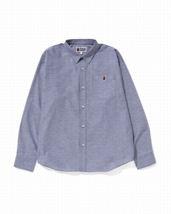 Camasa Bape Oxford relaxed fit Barbati Albastri | HBNZJO259
