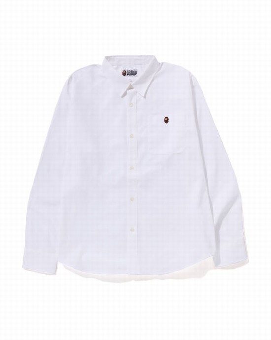 Camasa Bape Oxford relaxed fit Barbati Albi | HMKPCW083