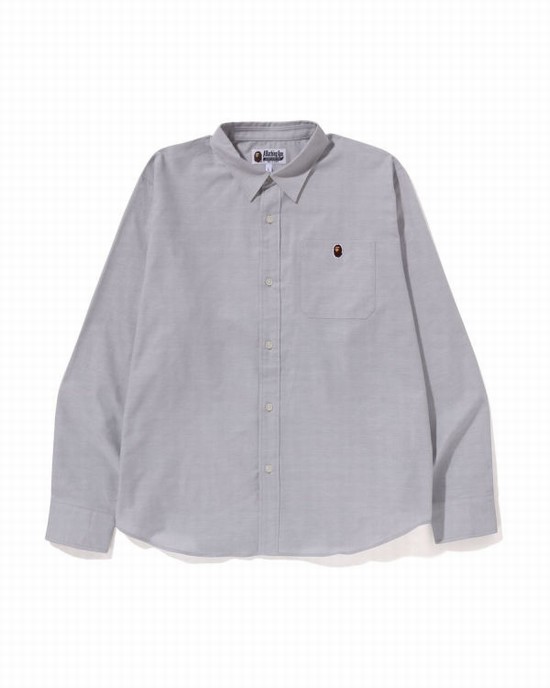 Camasa Bape Oxford relaxed fit Barbati Gri | ZIOEMS687