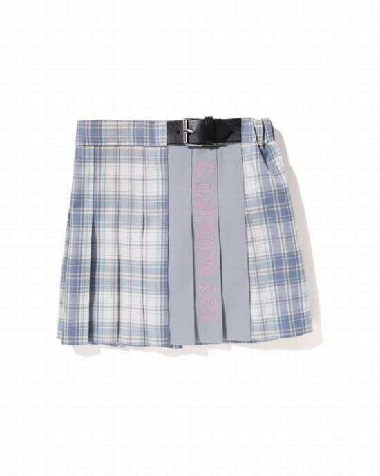 Fuste Bape Check Plisat Copii Albastri | KXFRWJ450