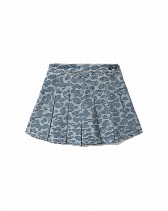 Fuste Bape Pattern pleated mini Dama Albastri | IVMYKR807