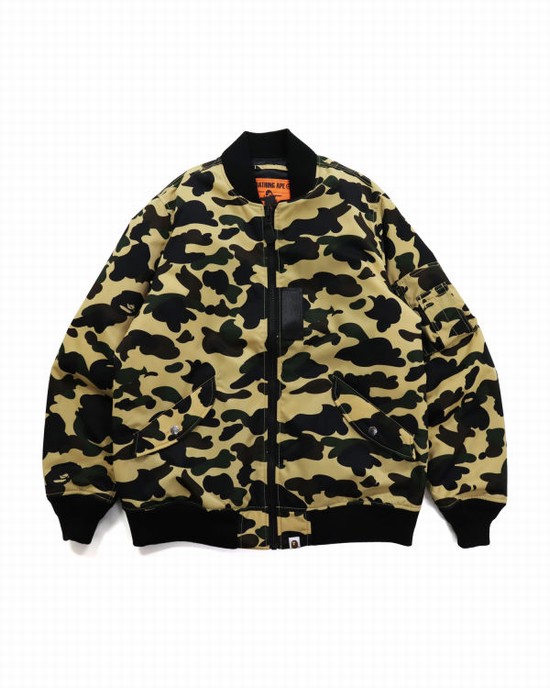 Geaca Bape 1st Camo Nailon Twill MA-1 Barbati Galbeni | KYMBZI490