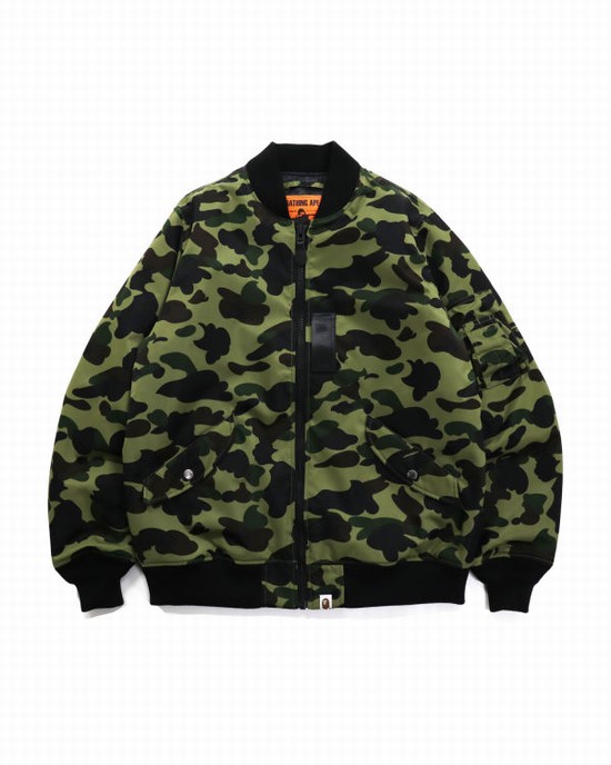 Geaca Bape 1st Camo Nailon Twill MA-1 Barbati Verzi | NTFLCV751