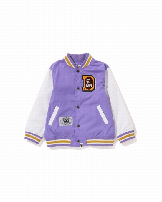 Geaca Bape Ape Head B Patch Varsity Copii Violet | YALKBX510