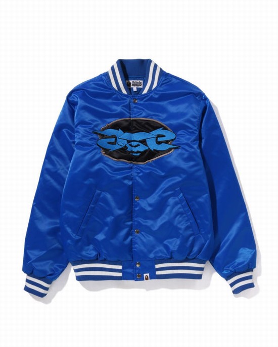 Geaca Bape Ape Relaxed Fit Nailon Varsity Barbati Albastri | QVDBSJ830