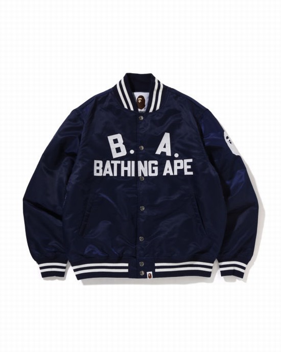 Geaca Bape B.A Nailon Varsity Barbati Albastri | ESWFMY943