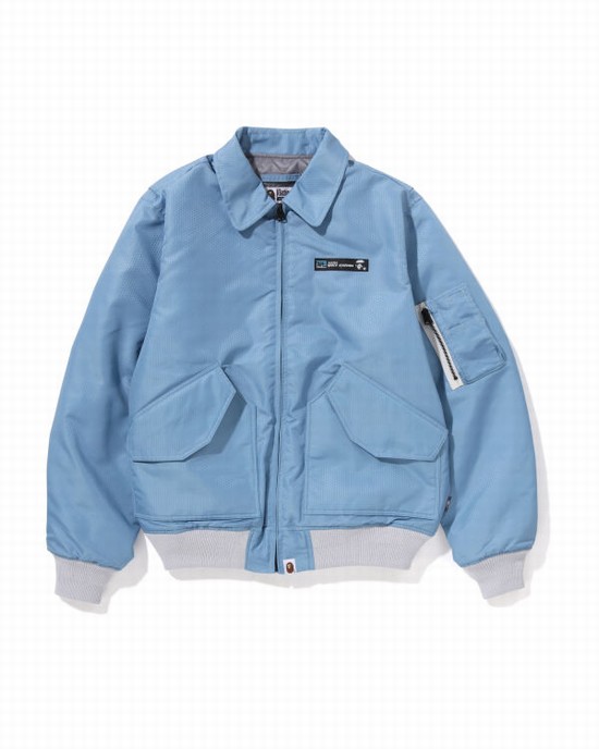 Geaca Bape Honeycomb Ripstop Bomber Barbati Albastri Deschis | KJSFOE079