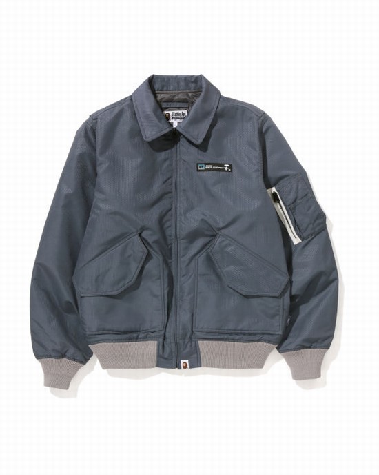 Geaca Bape Honeycomb Ripstop Bomber Barbati Gri | SWABRX843