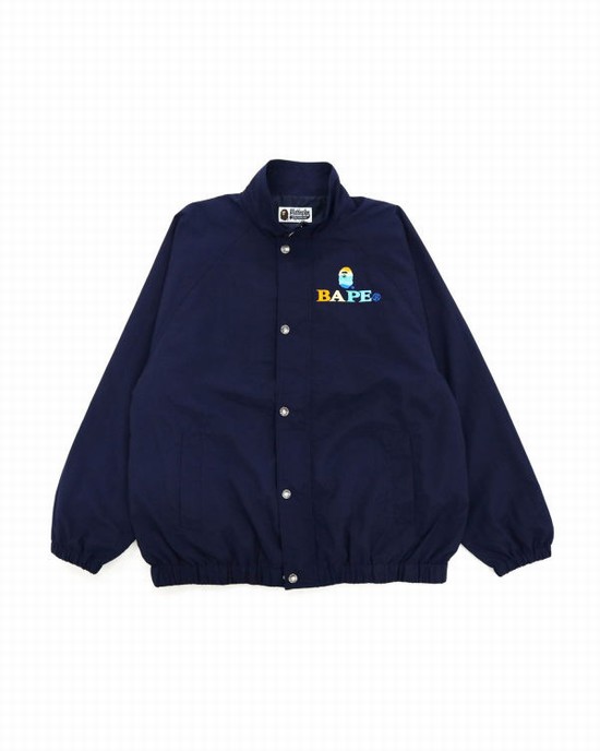 Geaca Bape Logo Embroidery Overs Dama Bleumarin Albastri | KTAJIO651