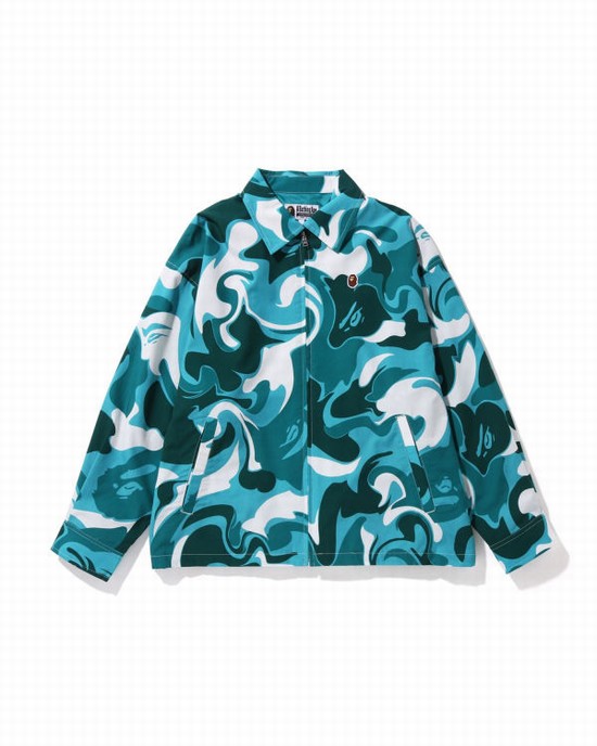 Geaca Bape Marble Camo Oversized Zip Dama Verde Menta | GKQRXI305