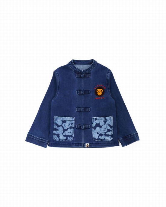 Geaca Bape Milo Patch Jersey Denim Copii Albastri | ZUASNT958