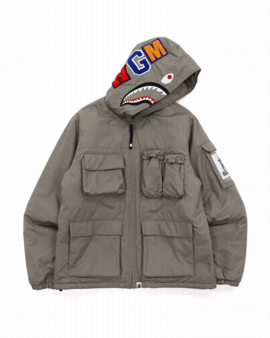 Geaca Bape Mulit Pocket Shark Barbati Gri | HUIPDQ913