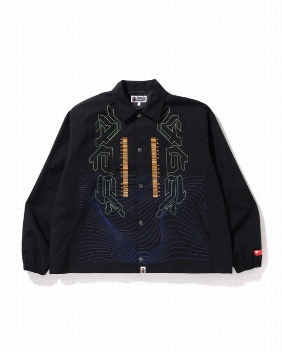 Geaca Bape Multi Grafice Relaxed Fit Coach Barbati Negrii | YWKJMT728