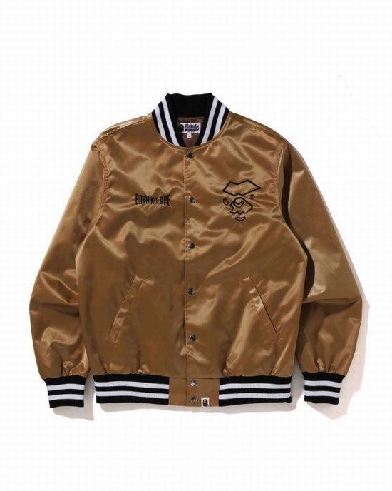 Geaca Bape Nailon Varsity Barbati Aurii | HJMADE106