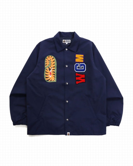 Geaca Bape Shark Coach Barbati Bleumarin Albastri | CLAURY067