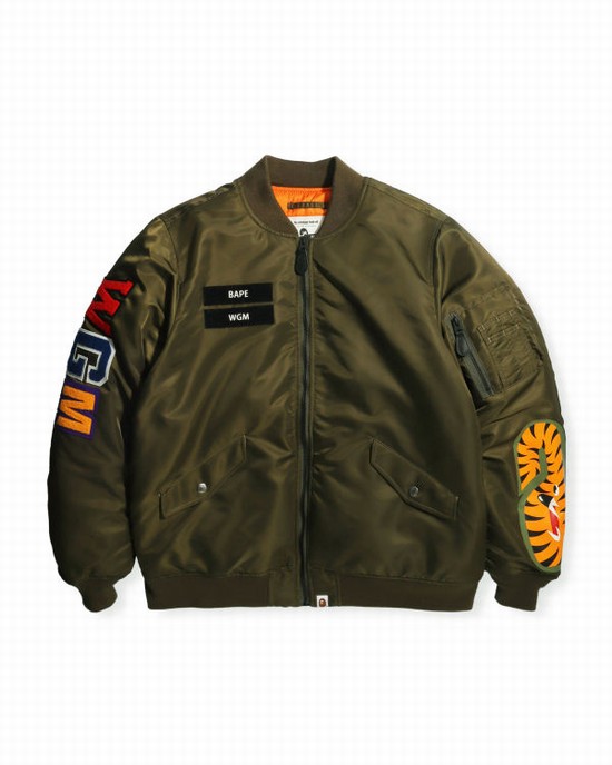 Geaca Bape Shark Loose Fit Ma-1 M Bomber Barbati Verzi | EZQAWO569