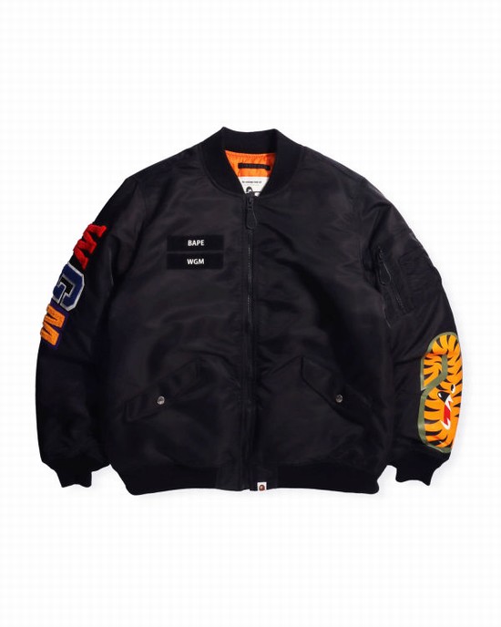 Geaca Bape Shark Loose Fit Ma-1 M Bomber Barbati Negrii | TXRWSG945