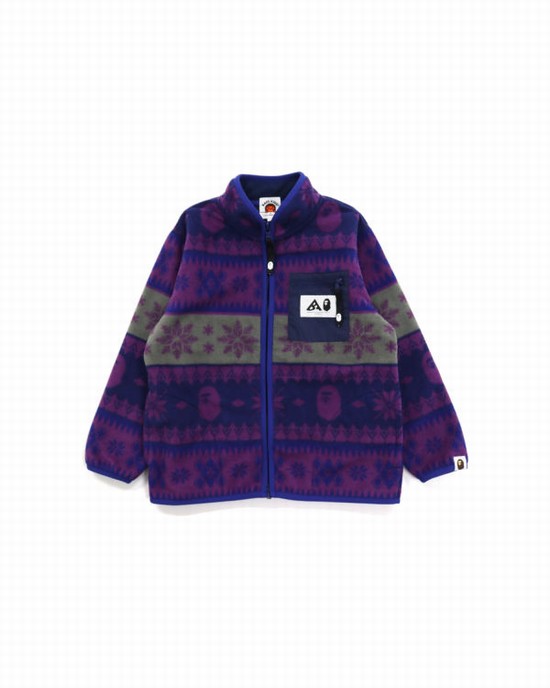 Geaca Bape Snow Pattern Stand Collar Copii Violet | WXRCBG749