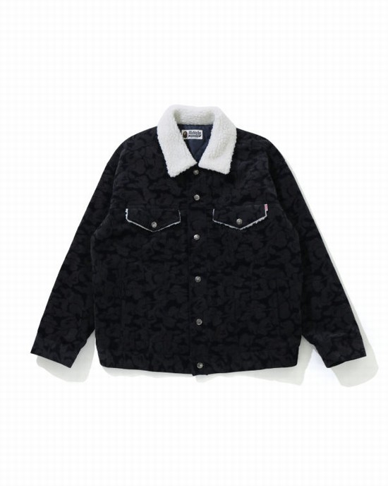 Geaca Bape Solid Camo Corduroy Boa Oversized Dama Bleumarin Albastri | CETLXF537