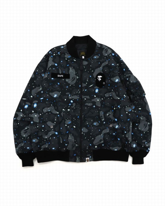 Geaca Bape Space Camo Loose Fit MA-1 Barbati Negrii | NATYWH837