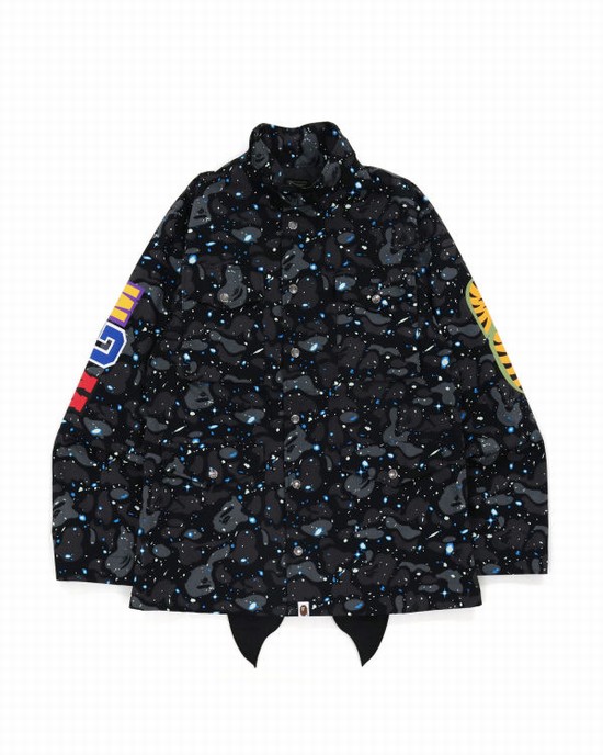 Geaca Bape Space Camo Shark M-65 Barbati Negrii | LNUQAY175