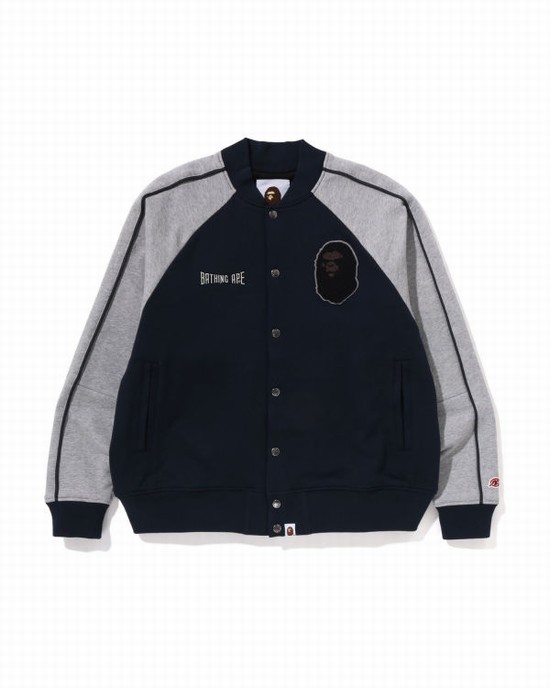 Geaca Bape Sweat Varsity Barbati Bleumarin Albastri | IXCUHQ036