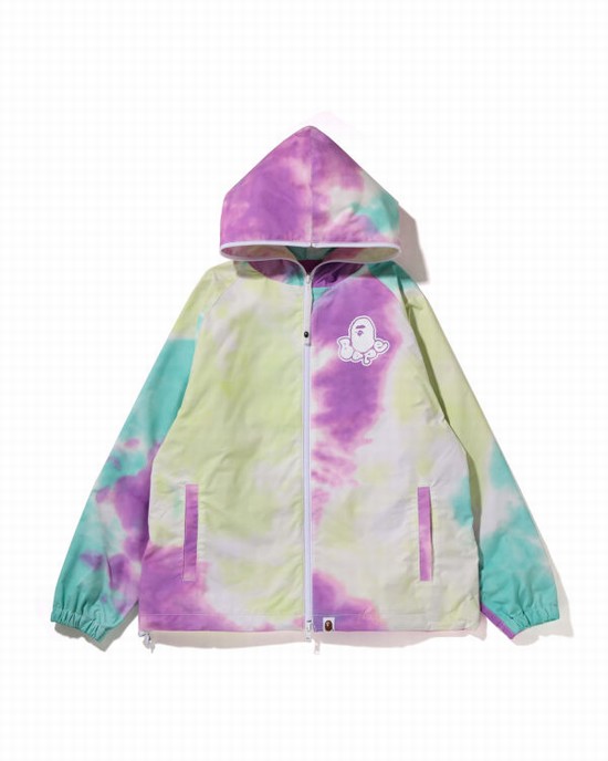 Geaca Bape Tie-Dye Oversized Full Zip Dama Violet Verzi Albastri | BQZEXM674