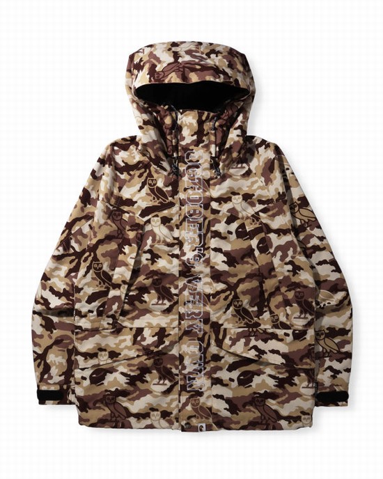 Geaca Bape X OVO Woodland Camo Snowboard Barbati Bej | HQPVAJ182