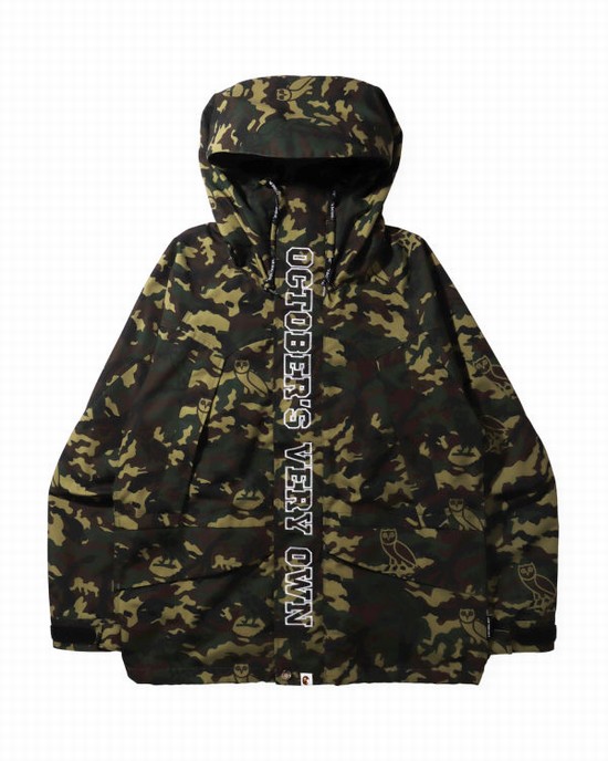 Geaca Bape X OVO Woodland Camo Snowboard Barbati Verzi | QRVTBX573