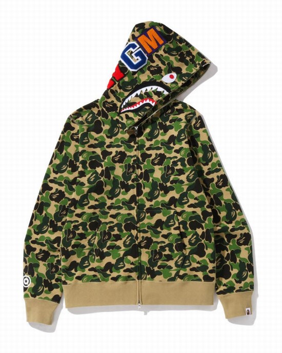 Hanorac Cu Gluga Bape ABC Camo Shark Full Zip Barbati Verzi | ANKLZR764