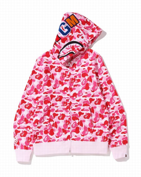 Hanorac Cu Gluga Bape ABC Camo Shark Full Zip Barbati Roz | BWPEJH089