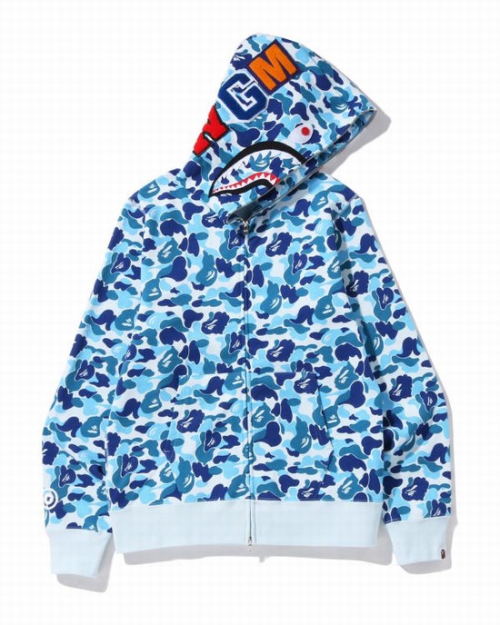 Hanorac Cu Gluga Bape ABC Camo Shark Full Zip Barbati Albastri | FKJXDQ172