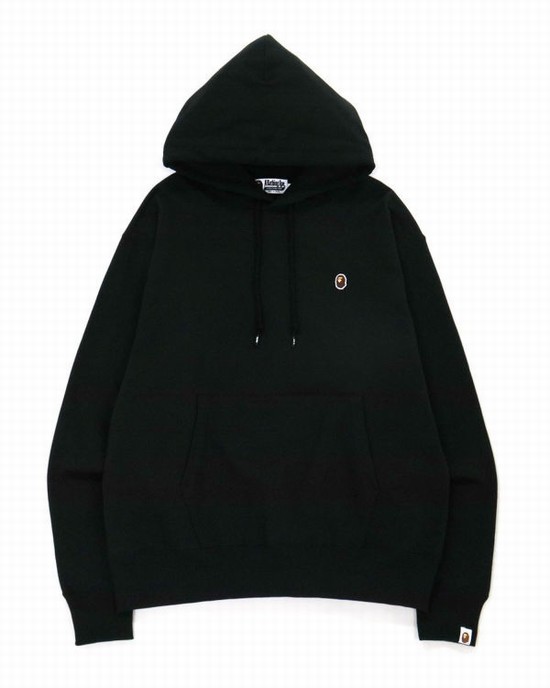 Hanorac Cu Gluga Bape Ape Head One Point Relaxed Fit L/S Barbati Negrii | AHDQIM952