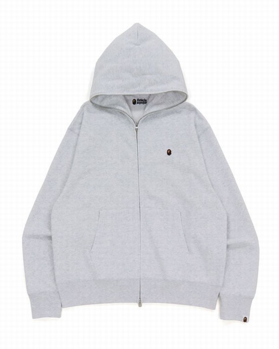 Hanorac Cu Gluga Bape Ape Head One Point Relaxed hooded Barbati Gri Deschis | GKMNHZ627